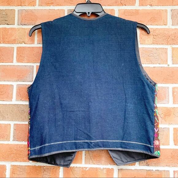 Vintage Cross Stitch Handmade Vest Bright Embroidered Floral Rose Medium - Picture 5 of 6